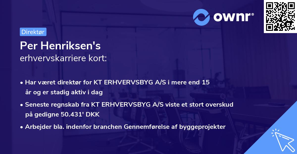 Per Henriksen's erhvervskarriere kort