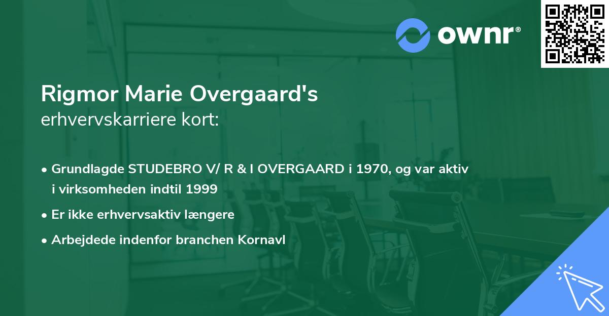 Rigmor Marie Overgaard's erhvervskarriere kort
