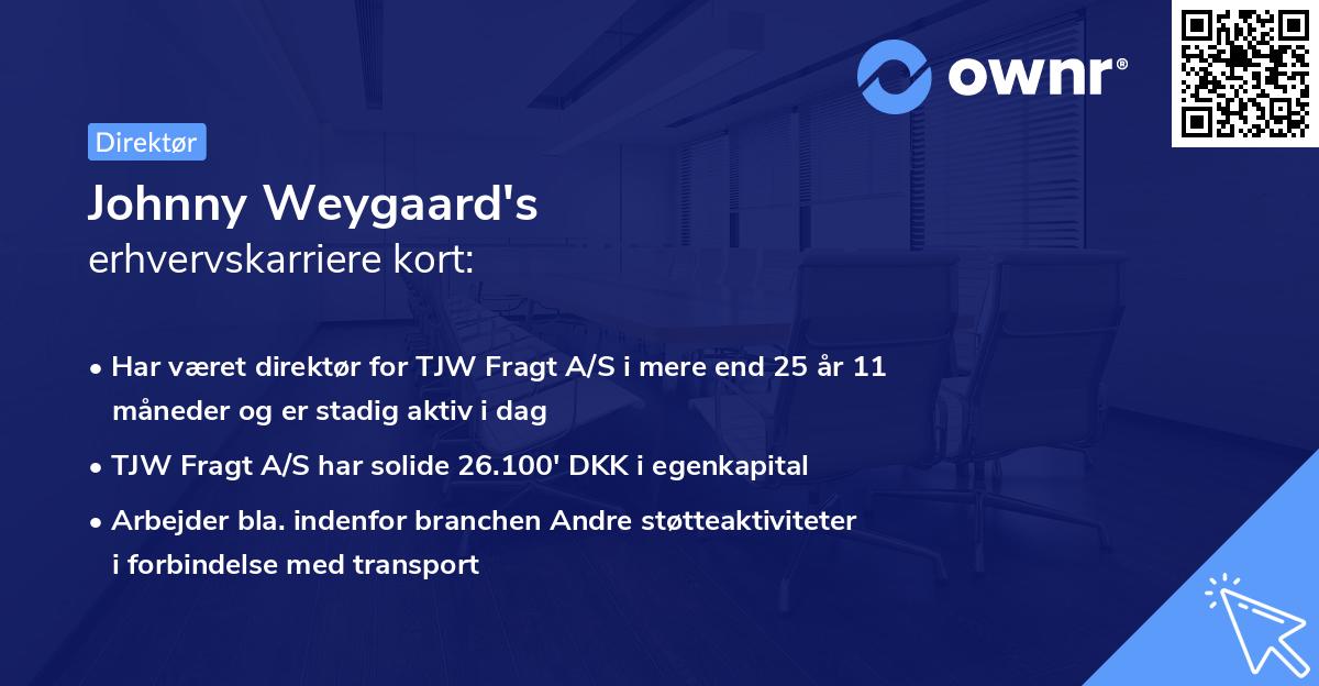 Johnny Weygaard's erhvervskarriere kort