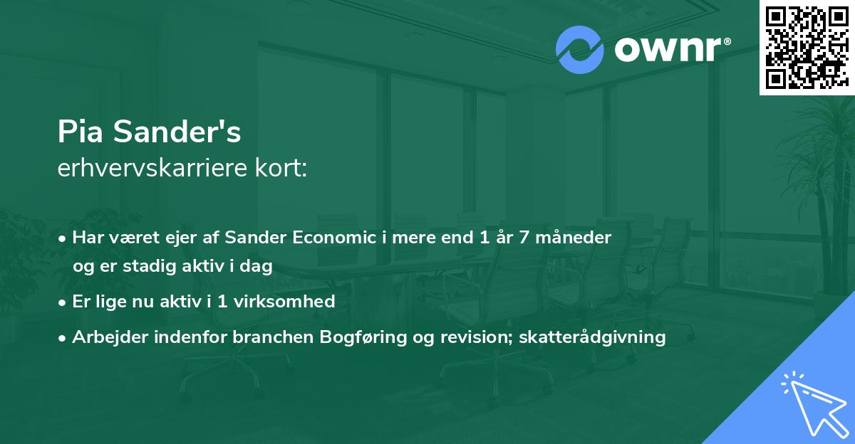 Pia Sander's erhvervskarriere kort