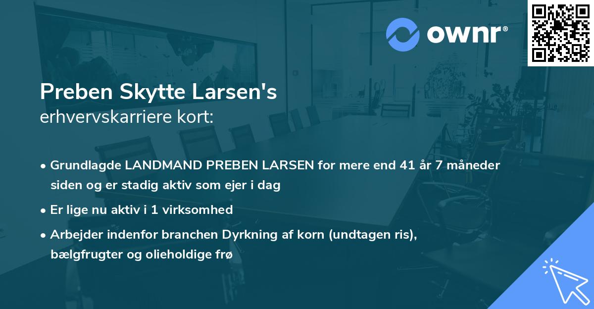 Preben Skytte Larsen's erhvervskarriere kort