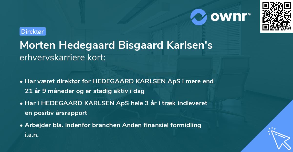 Morten Hedegaard Bisgaard Karlsen's erhvervskarriere kort