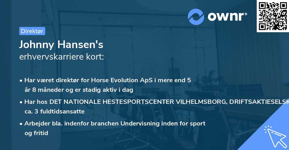 Johnny Hansen's erhvervskarriere kort