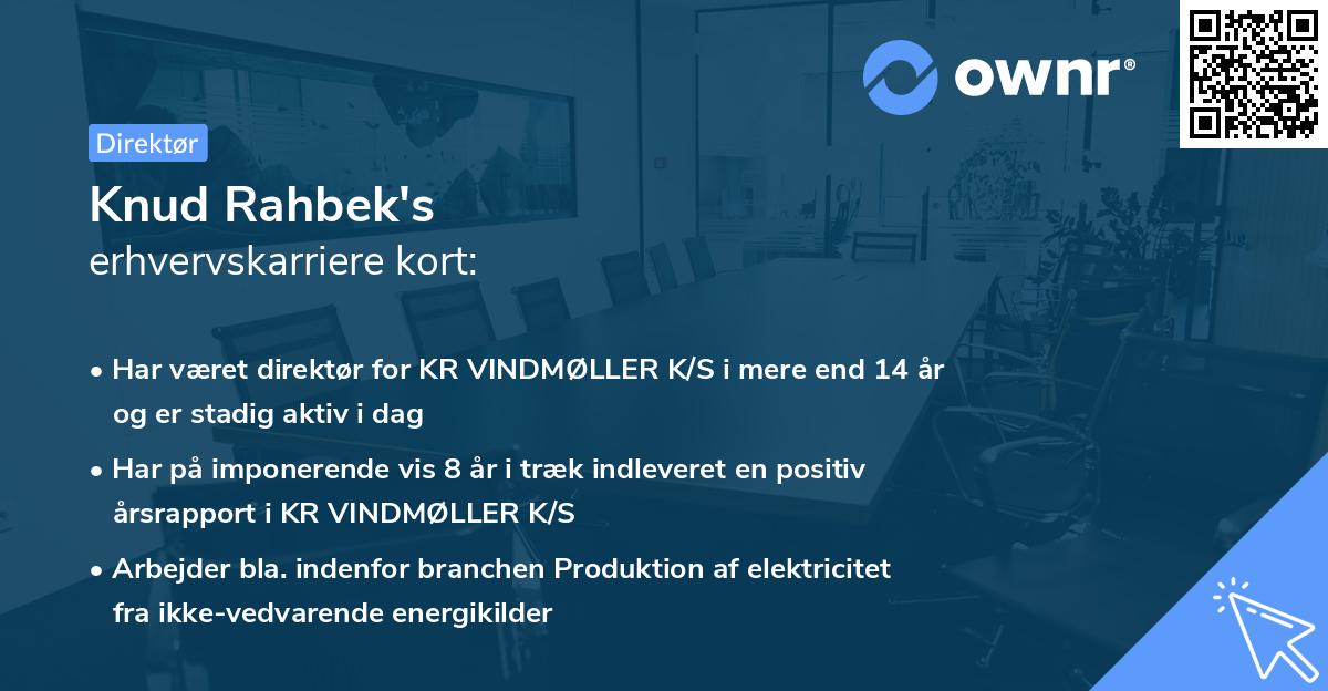 Knud Rahbek's erhvervskarriere kort