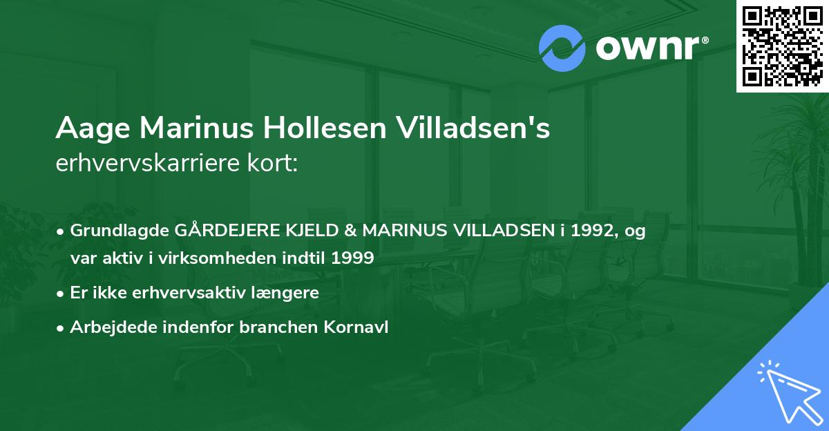 Aage Marinus Hollesen Villadsen's erhvervskarriere kort