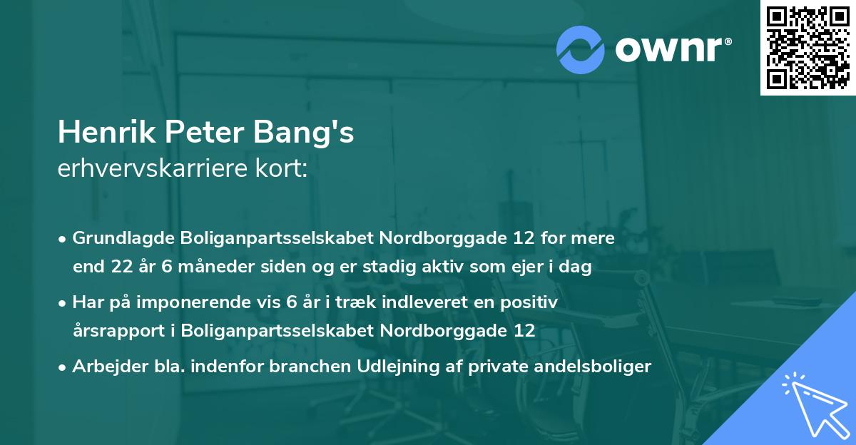 Henrik Peter Bang's erhvervskarriere kort