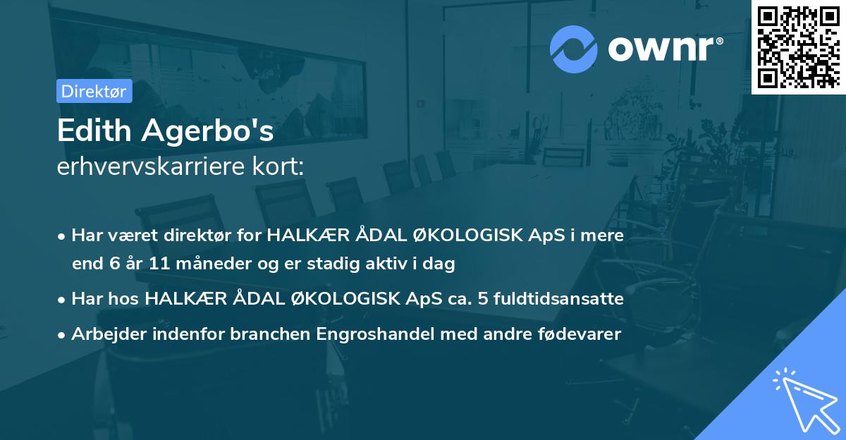 Edith Agerbo's erhvervskarriere kort