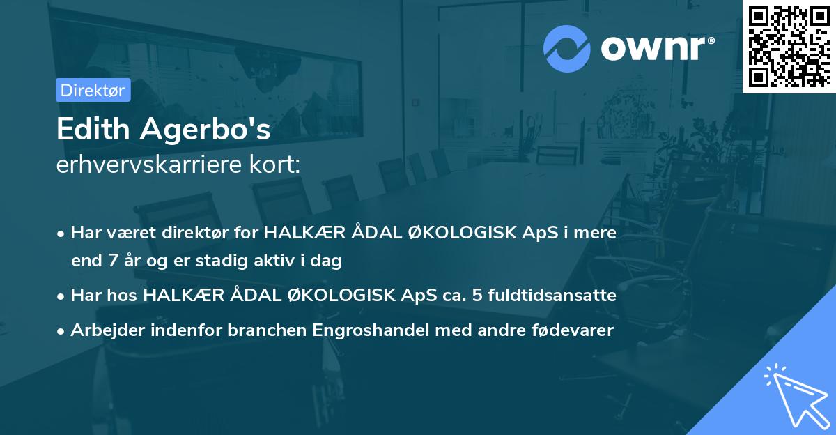 Edith Agerbo's erhvervskarriere kort