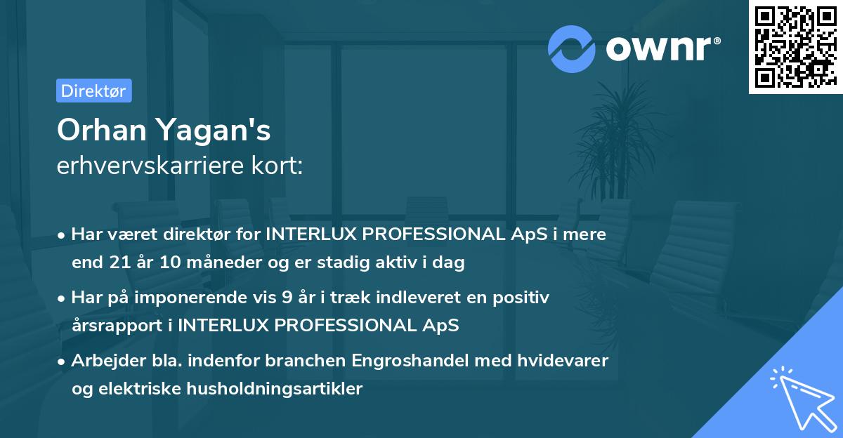 Orhan Yagan's erhvervskarriere kort