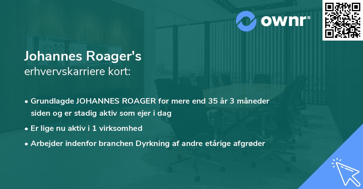 Johannes Roager's erhvervskarriere kort