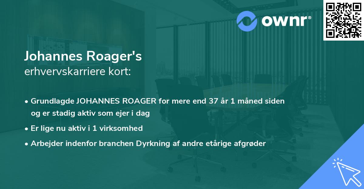 Johannes Roager's erhvervskarriere kort