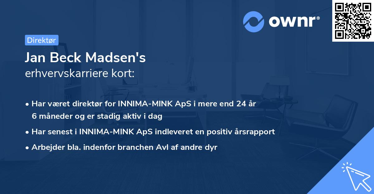 Jan Beck Madsen's erhvervskarriere kort