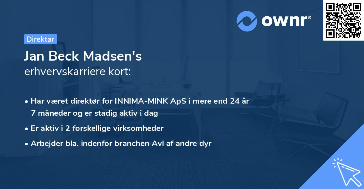 Jan Beck Madsen's erhvervskarriere kort