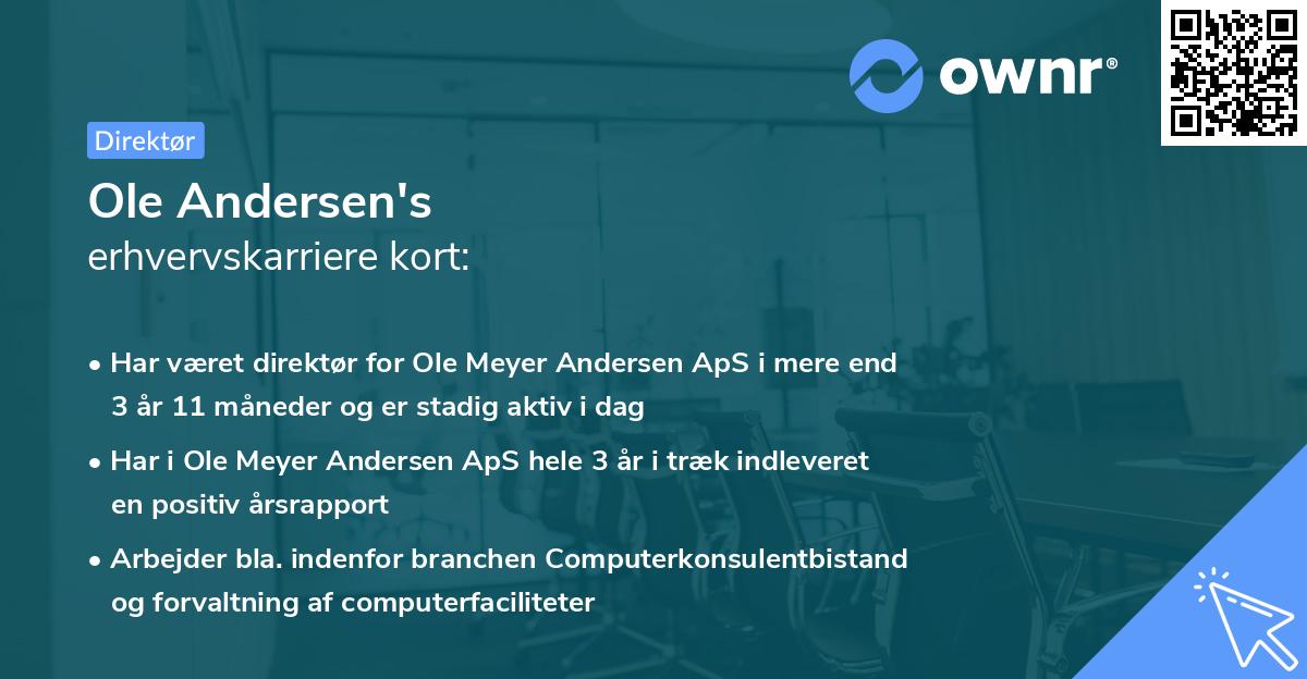 Ole Andersen's erhvervskarriere kort