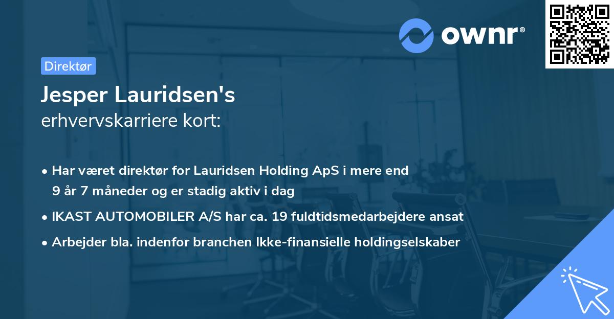 Jesper Lauridsen's erhvervskarriere kort