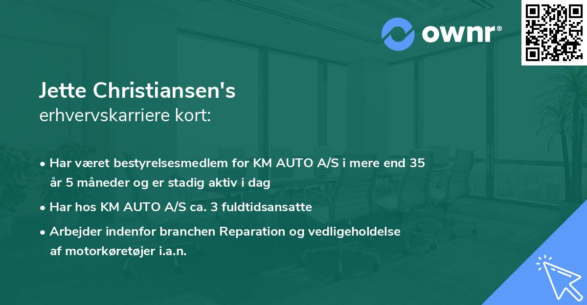 Jette Christiansen's erhvervskarriere kort