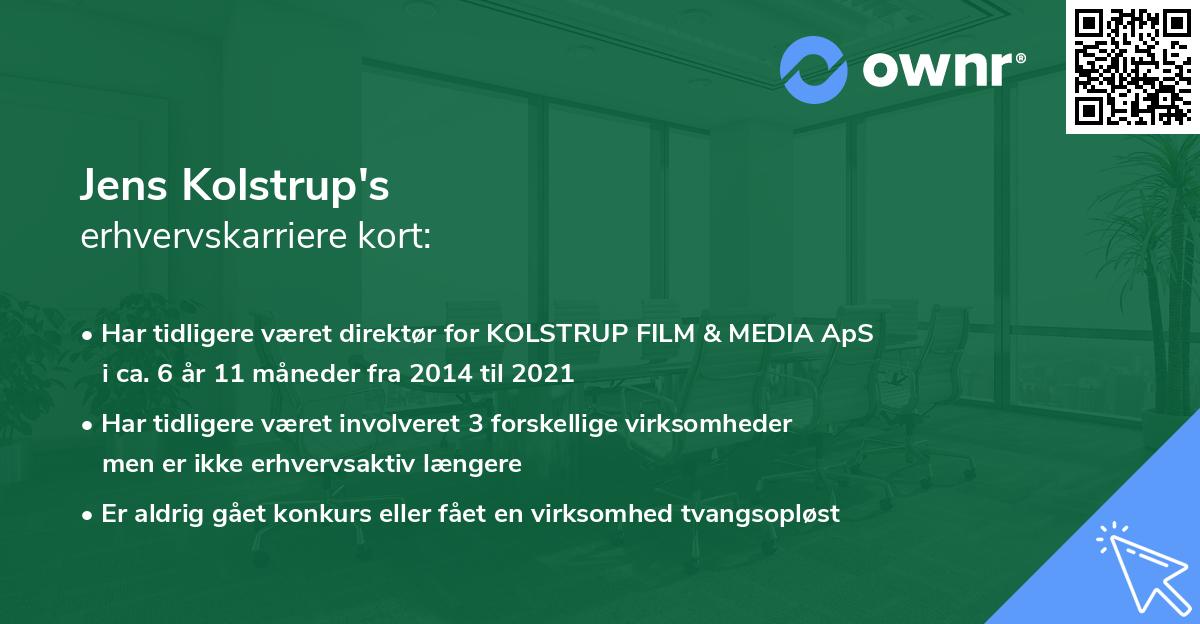 Jens Kolstrup's erhvervskarriere kort