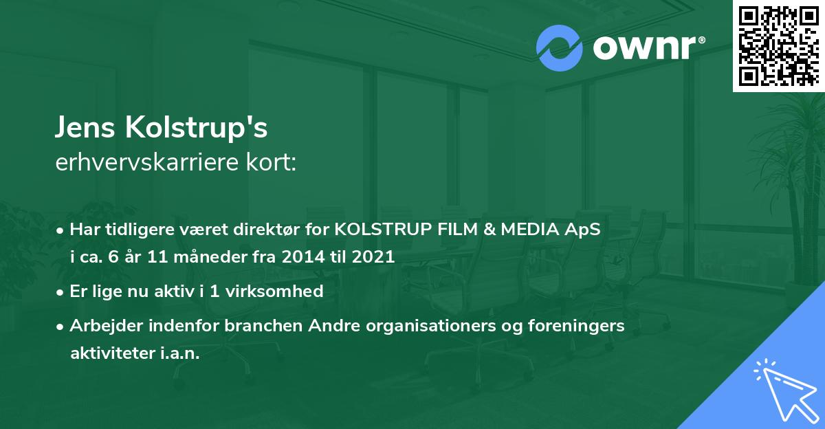 Jens Kolstrup's erhvervskarriere kort