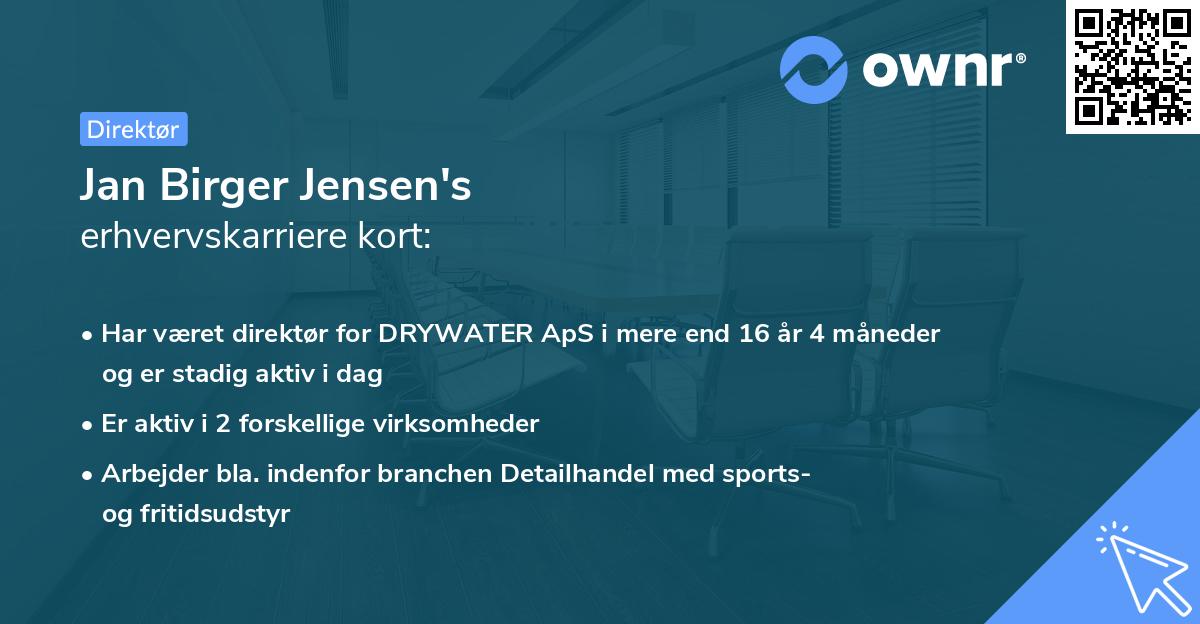 Jan Birger Jensen's erhvervskarriere kort