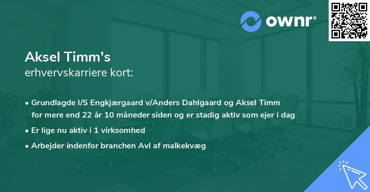 Aksel Timm's erhvervskarriere kort