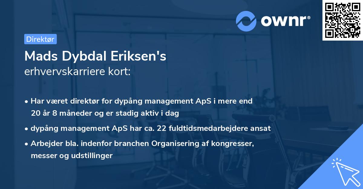 Mads Dybdal Eriksen's erhvervskarriere kort