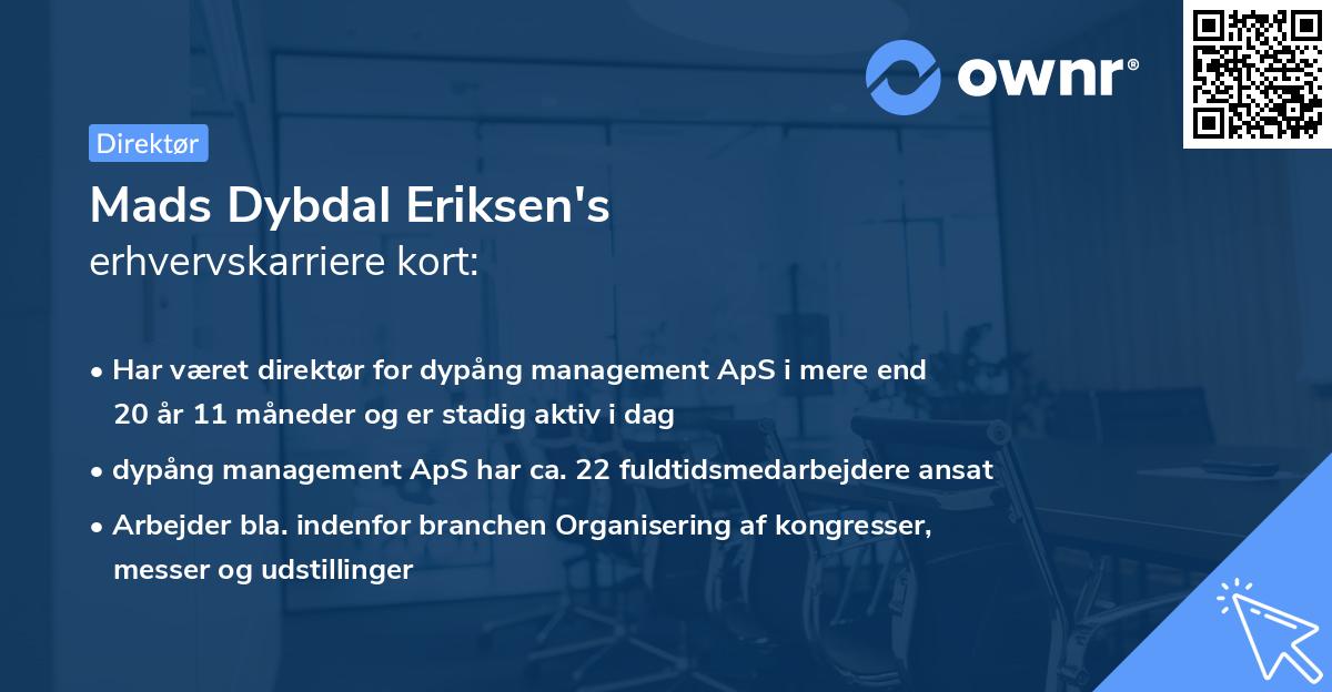Mads Dybdal Eriksen's erhvervskarriere kort