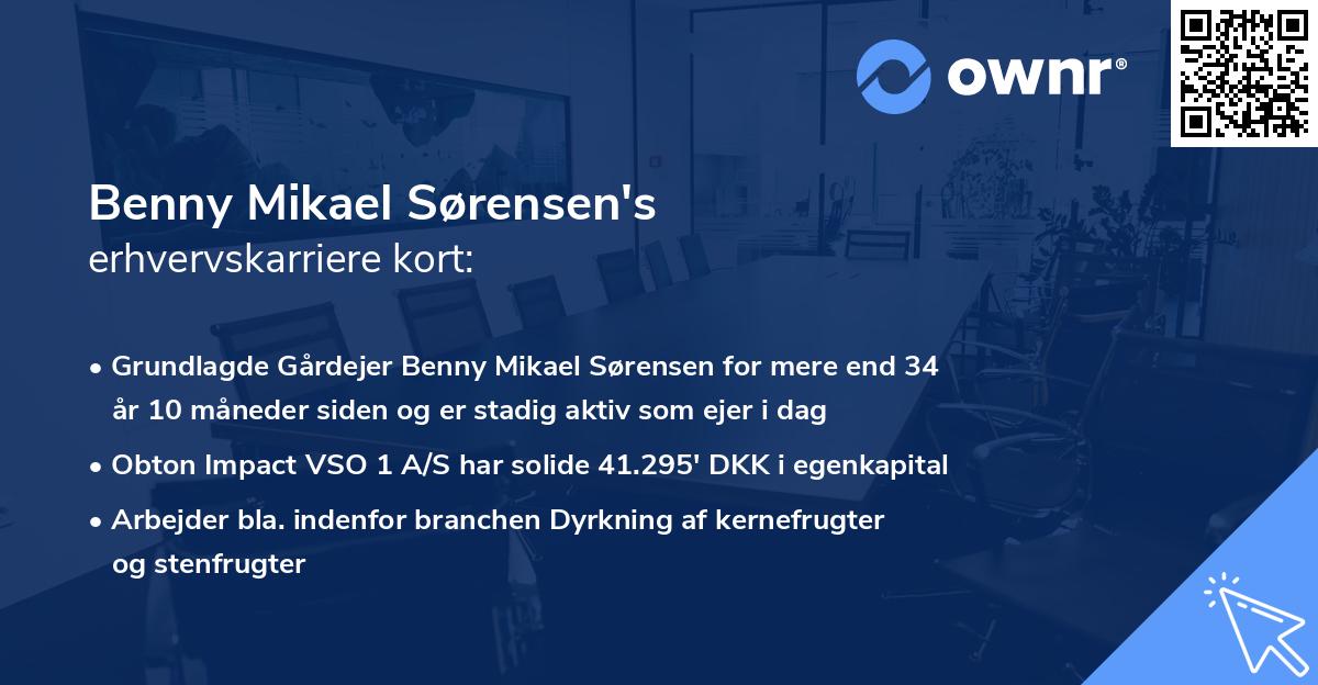 Benny Mikael Sørensen's erhvervskarriere kort