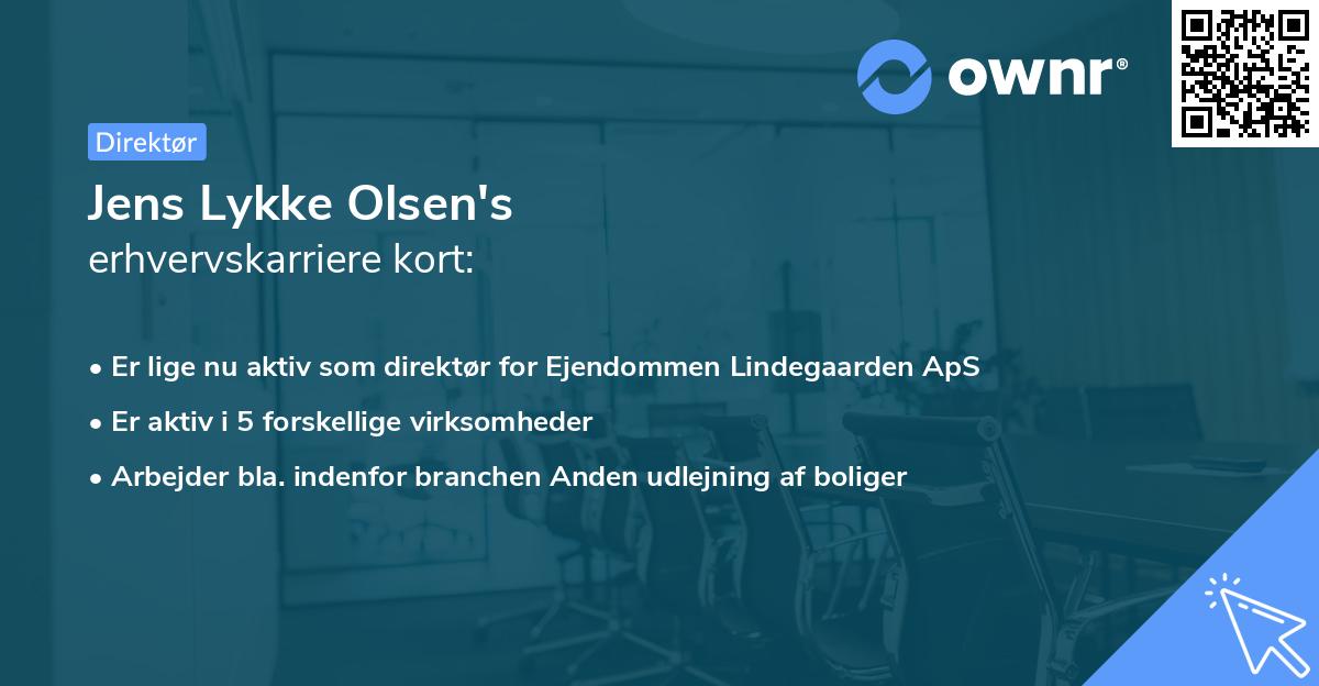 Jens Lykke Olsen's erhvervskarriere kort