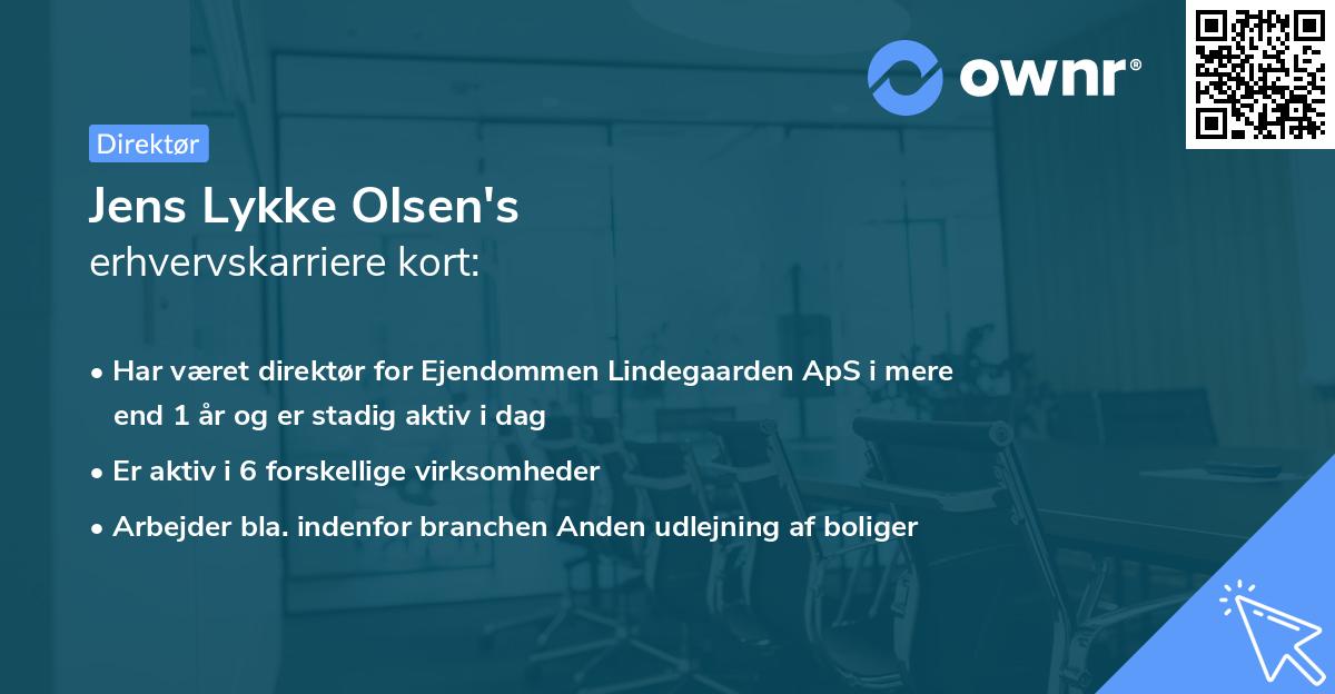 Jens Lykke Olsen's erhvervskarriere kort