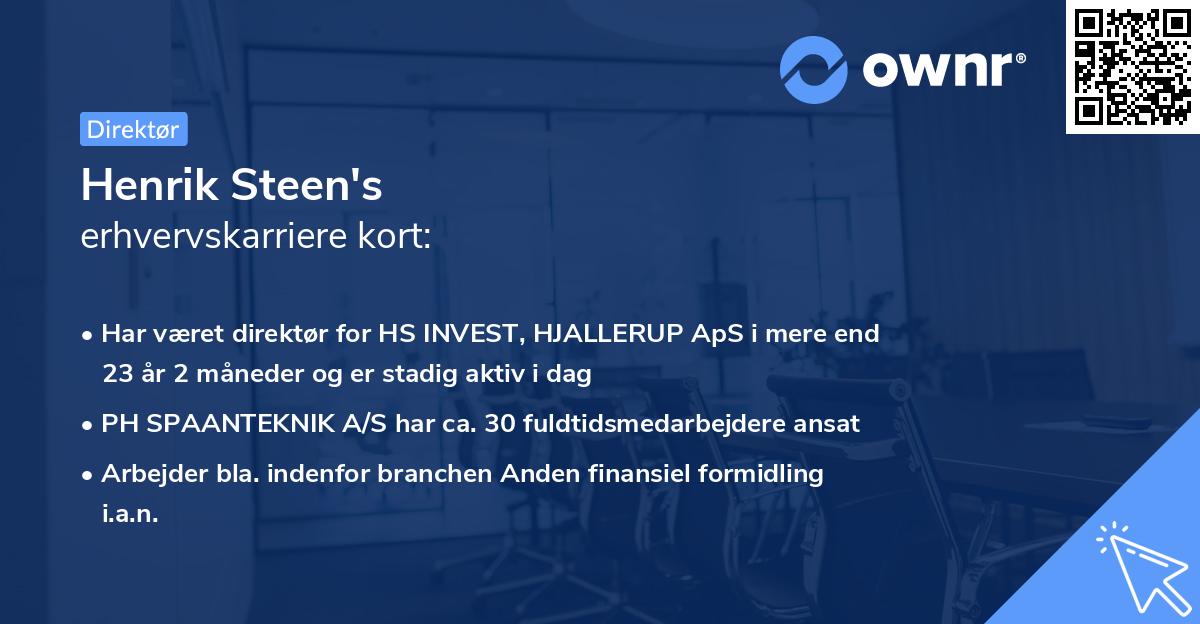 Henrik Steen's erhvervskarriere kort