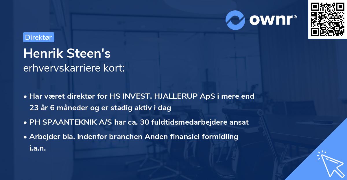 Henrik Steen's erhvervskarriere kort