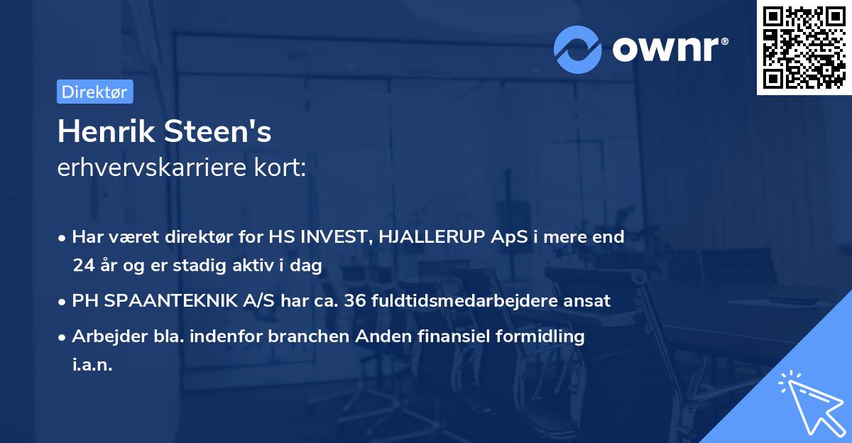 Henrik Steen's erhvervskarriere kort