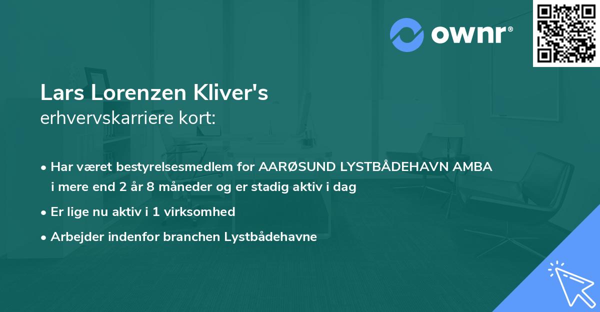 Lars Lorenzen Kliver's erhvervskarriere kort