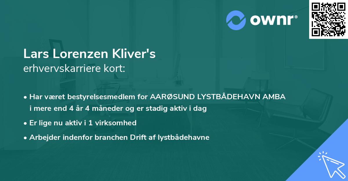Lars Lorenzen Kliver's erhvervskarriere kort