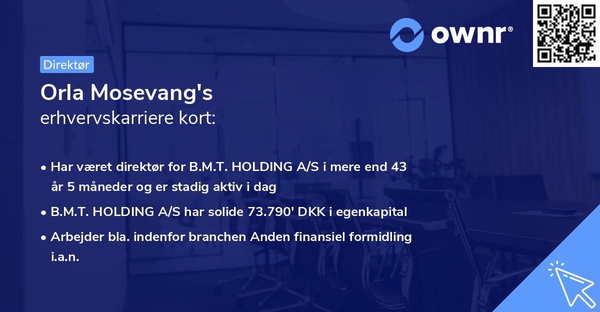 Orla Mosevang's erhvervskarriere kort