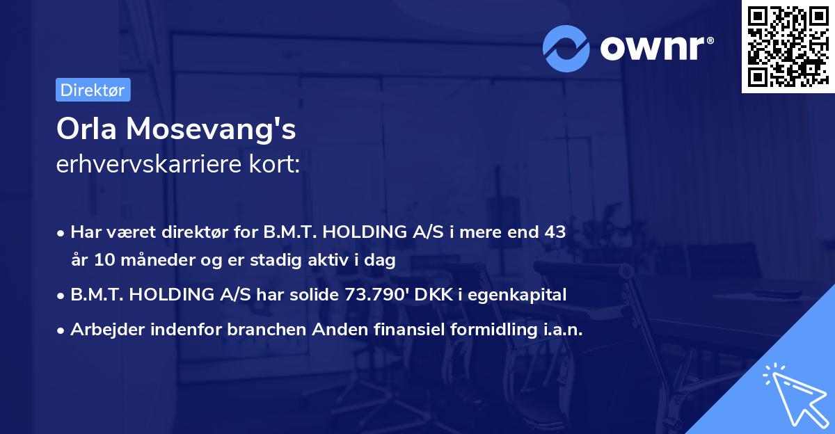 Orla Mosevang's erhvervskarriere kort