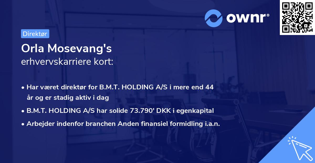 Orla Mosevang's erhvervskarriere kort
