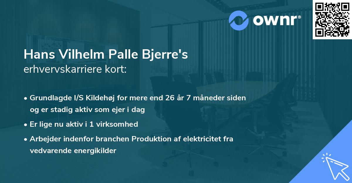 Hans Vilhelm Palle Bjerre's erhvervskarriere kort