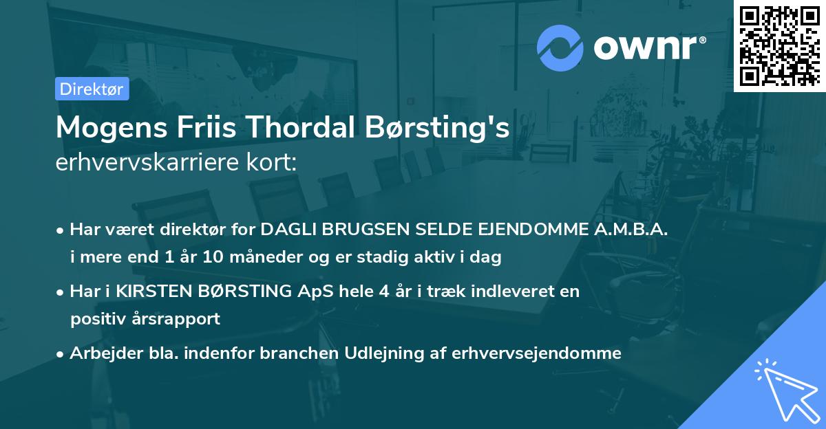 Mogens Friis Thordal Børsting's erhvervskarriere kort