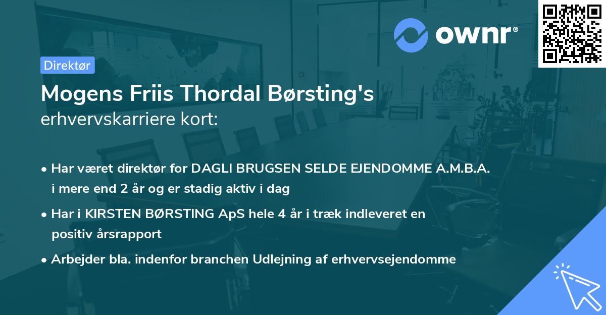 Mogens Friis Thordal Børsting's erhvervskarriere kort