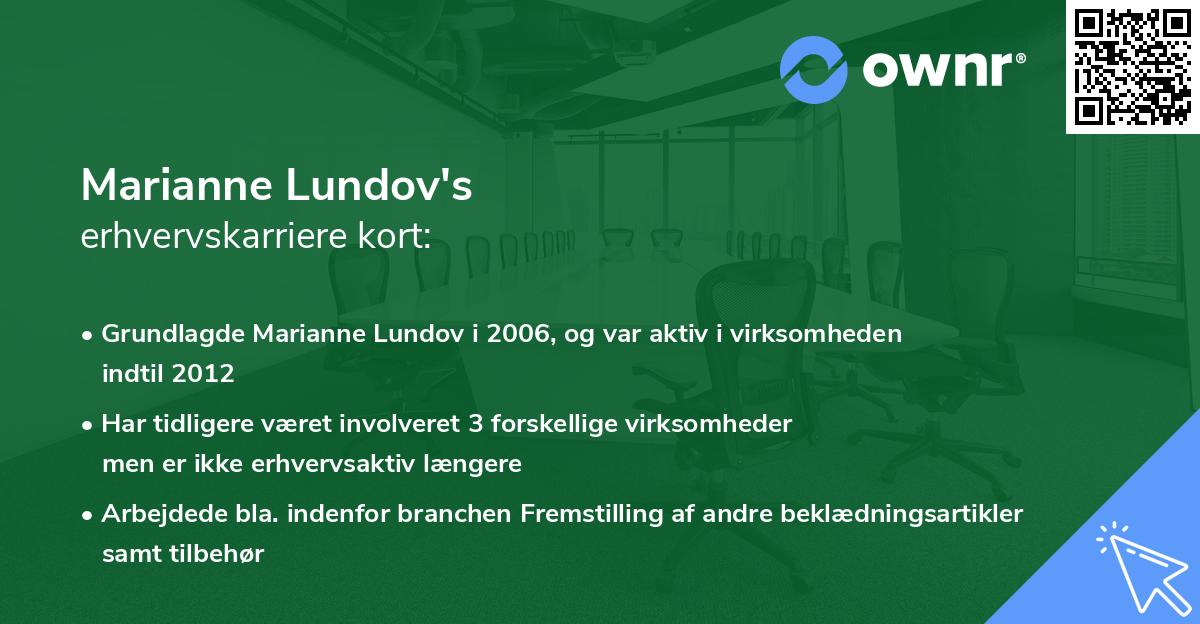 Marianne Lundov's erhvervskarriere kort
