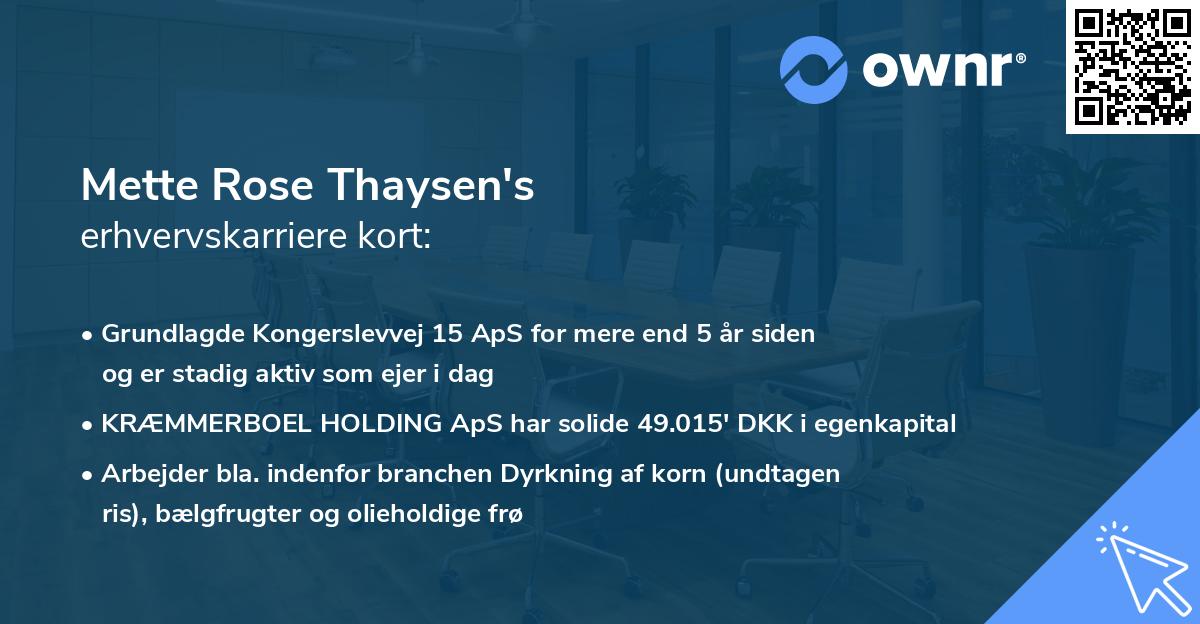 Mette Rose Thaysen's erhvervskarriere kort
