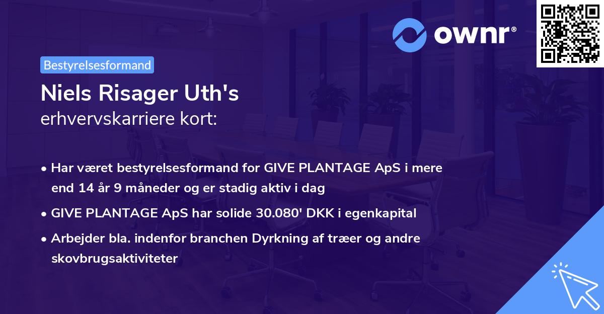 Niels Risager Uth's erhvervskarriere kort