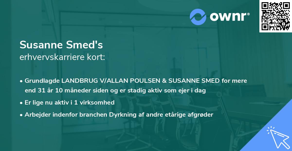 Susanne Smed's erhvervskarriere kort
