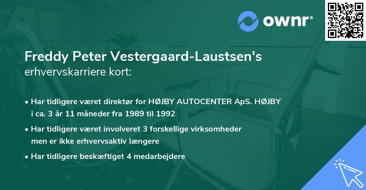 Freddy Peter Vestergaard-Laustsen's erhvervskarriere kort