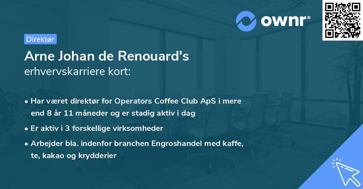 Arne Johan de Renouard's erhvervskarriere kort