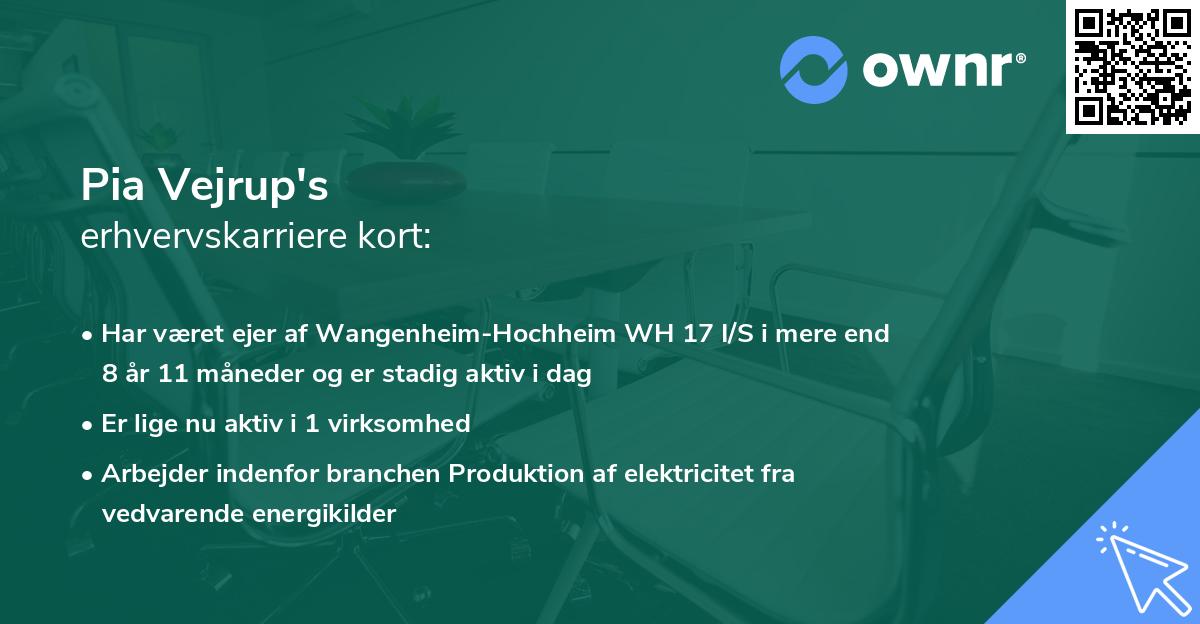 Pia Vejrup's erhvervskarriere kort