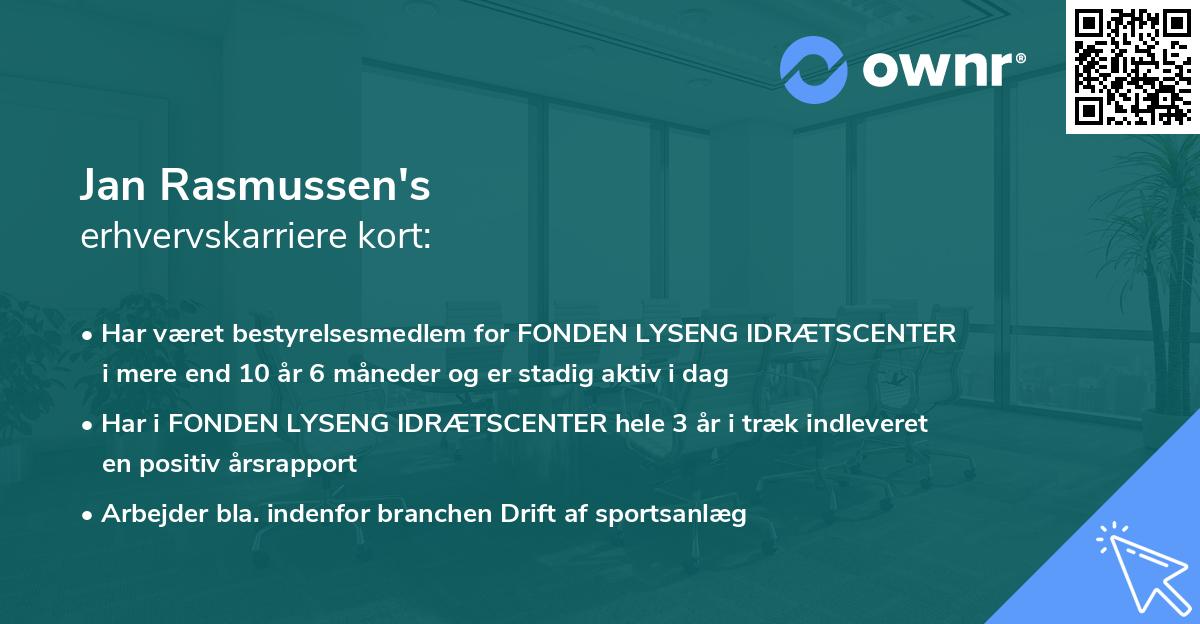 Jan Rasmussen's erhvervskarriere kort