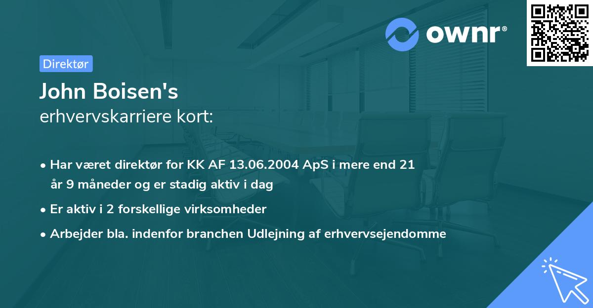 John Boisen's erhvervskarriere kort