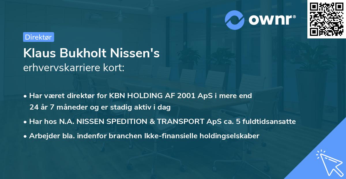 Klaus Bukholt Nissen's erhvervskarriere kort